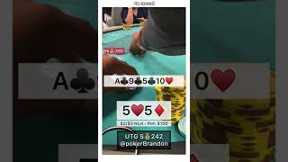 55 r – lucky? – #pokerbrandon #poker #pokerstrategy  #pokerreels #pokertips #AA  #bluff #aces #Kk