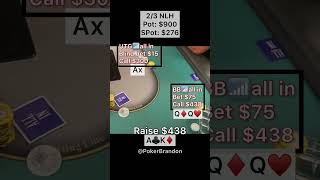 AK off – 3 way all in – 2/3 NLH – #pokerbrandon #poker #pokerstrategy  #badbeat #pokertips