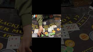 Insane ALL IN Blackjack Hand on 3-Way Split in Vegas!!!  #shorts