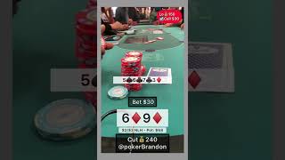 69 s – fake bluff – #pokerbrandon #poker #pokerstrategy  #pokerreels #pokertips #AA  #bluff #aces