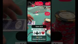 J8 o – Trips – #pokerbrandon #poker #pokerstrategy  #pokerreels #pokertips #AA  #bluff #aces #Kk