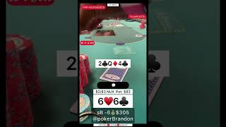 66 o – straight flush draw – #pokerbrandon #poker #povpoker #aa #kk #pokerstrategy #qq #jj #poker