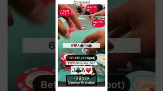 JA o – Nostradamus Fold – #pokerbrandon #poker #pokerstrategy  #pokerreels #pokertips #AA  #bluff