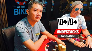 @Andystackspoker and JESSE SILVA in $60K and $100K POTS BACK TO BACK ♠ Live at the Bike!