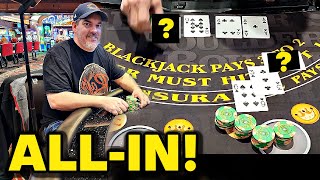 ❗Big All-In BLACKJACK Hand at the Casino