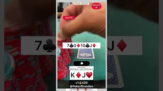 KJ o – cBet luck – #pokerbrandon #poker #povpoker #aa #kk #pokerstrategy #qq #jj #bluff #flop