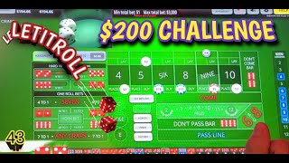 BUBBLE CRAPS FUN!!! – $200 CHALLENGE! 43 –  Live Casino Craps