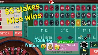 $5 bets Roulette Strategy Good winning results 100% Roulette Nation 🤑💰🤑
