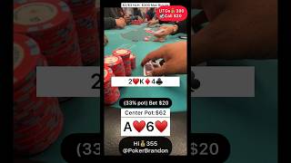 A6 s – simple C bets – #pokerbrandon #poker #pokerstrategy  #pokerreels #pokertips #AA  #bluff #aces