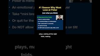 #1 Reason Why Most Lose at Poker not what you think