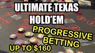 ULTIMATE TEXAS HOLD’EM in LAS VEGAS!! MY PROGRESSIVE BETTING WORKED!! 🔥💰