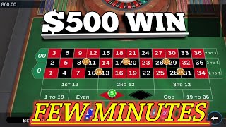 Few Minutes $500 Profit 👌💯 || Roulette Strategy To Win || Roulette