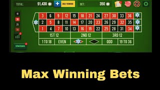 Roulette max winning bets|| Roulette Strategy..