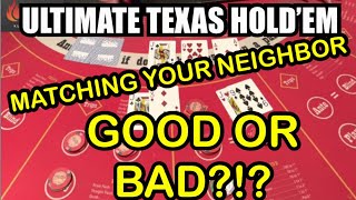 ULTIMATE TEXAS HOLD’EM in LAS VEGAS! MATCHING NEIGHBOR CARDS BAD or GOOD?! #poker #vegas