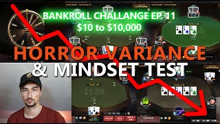 $10 to $10000 – EP11: 3h MEGAGRIND EATING UP OUR ROLL? | Poker Bankroll Challenge 2023