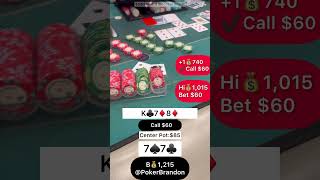 77 b – J6* set mine – #pokerbrandon #poker #pokerstrategy  #pokerreels #pokertips #AA  #bluff #aces