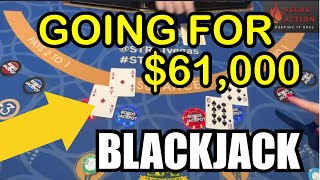 BLACKJACK at the STRAT LAS VEGAS! GOING FOR THE $61,000 JACKPOT! SUITED ACES! 👀👀